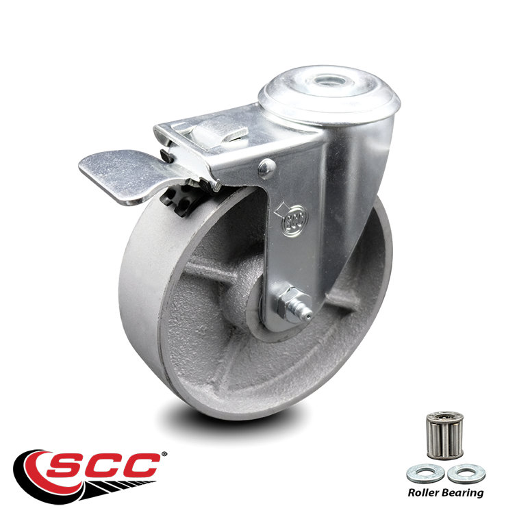 Service Caster 5 Inch Semi Steel Wheel Bolt Hole Caster with Total Lock